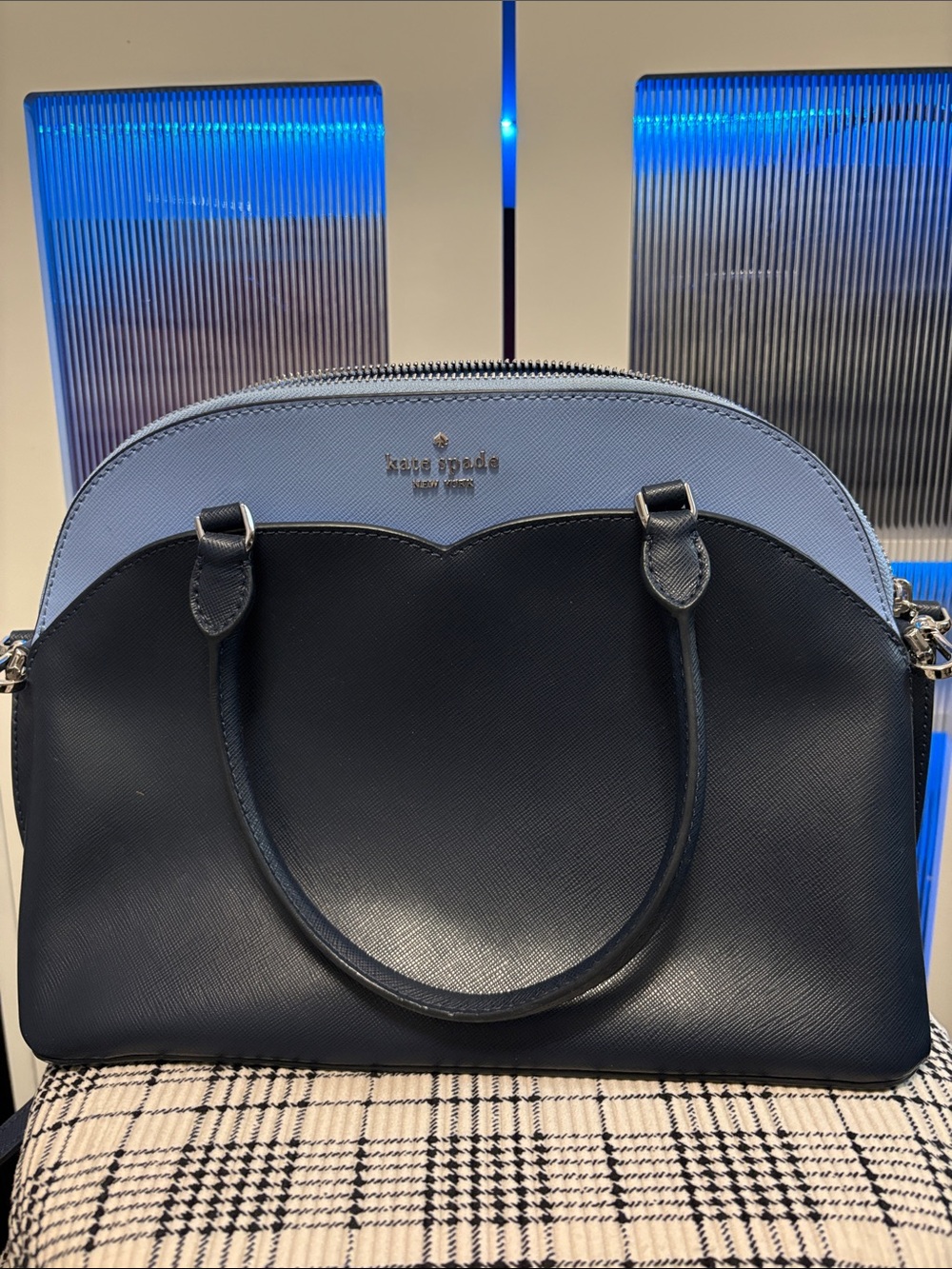 kate spade Two-Tone Navy and Light Blue Dome Satchel